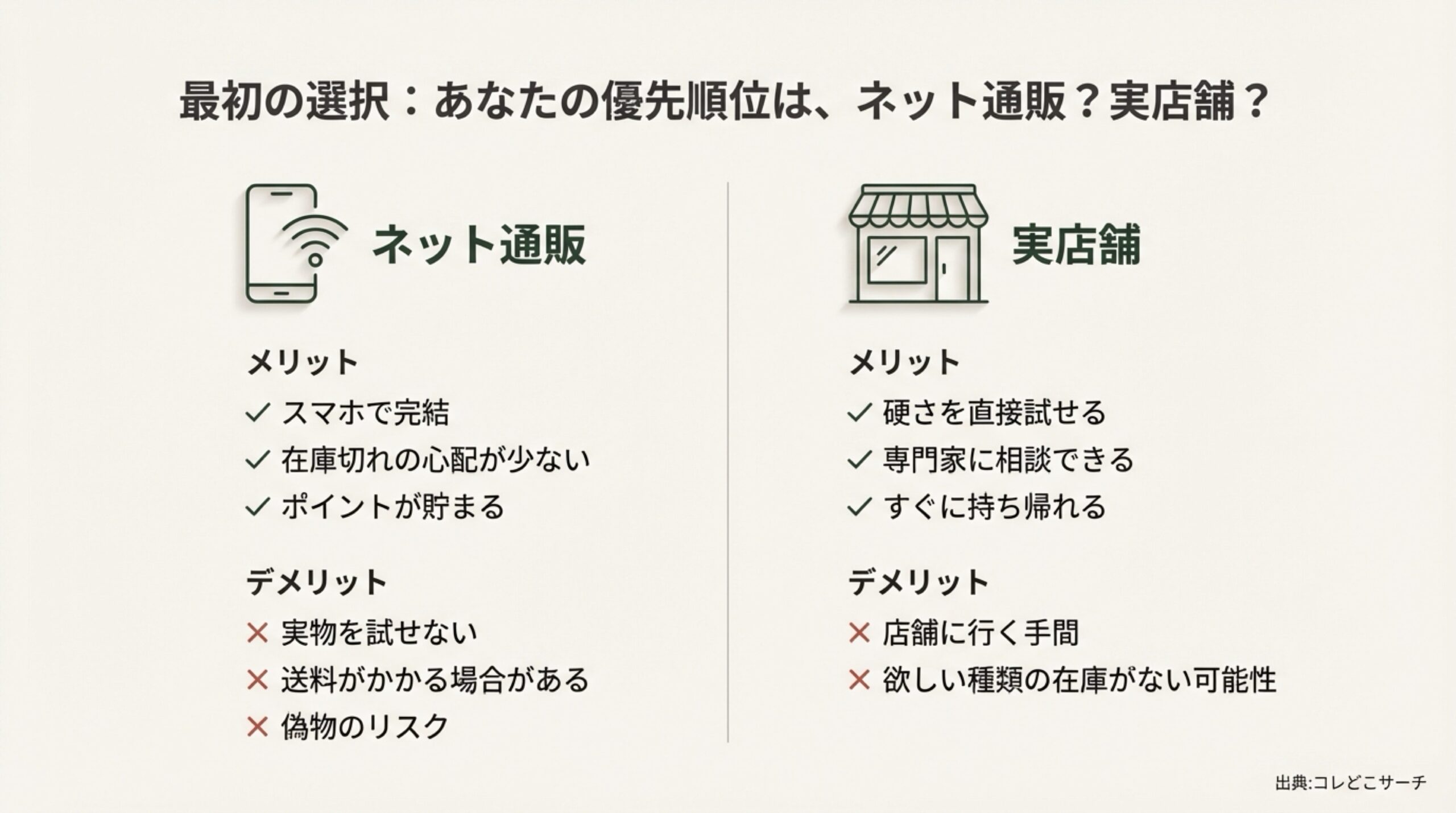 ネット通販と実店舗のメリット・デメリット比較