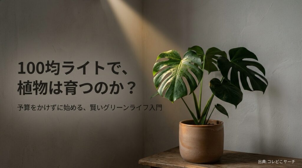 100均ライトで植物は育つのか？予算をかけずに始めるグリーンライフ入門のスライド表紙