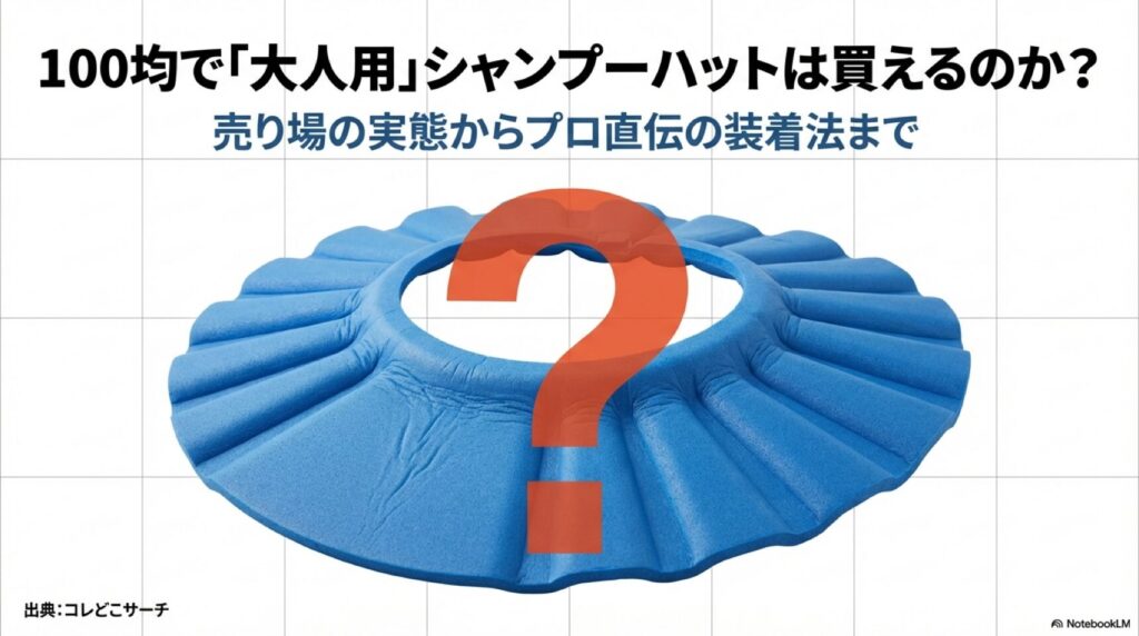 100均で大人用シャンプーハットは買えるのか？売り場の実態からプロ直伝の装着法までを解説する記事の表紙スライド