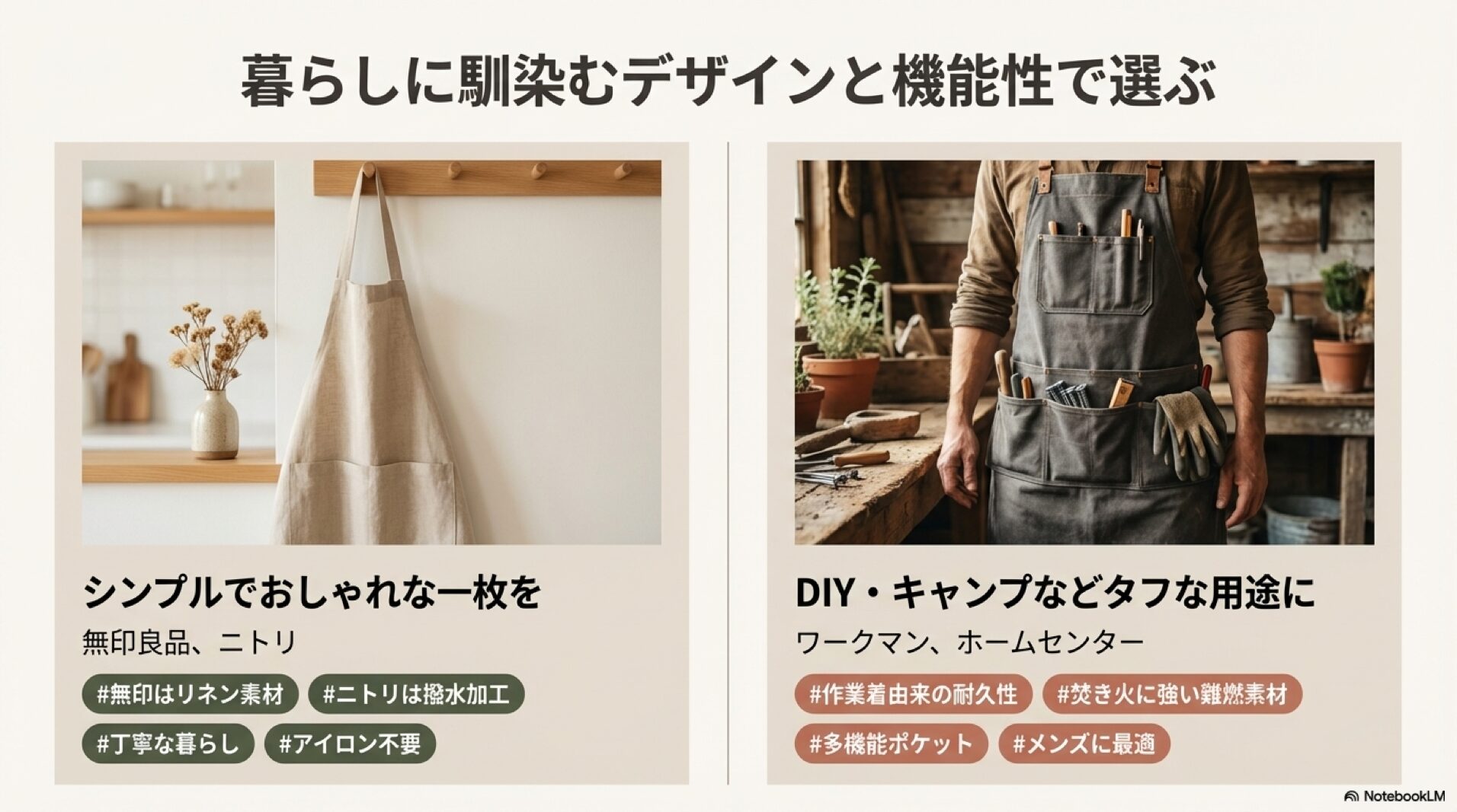 無印良品・ニトリとワークマン・ホームセンターの特徴比較