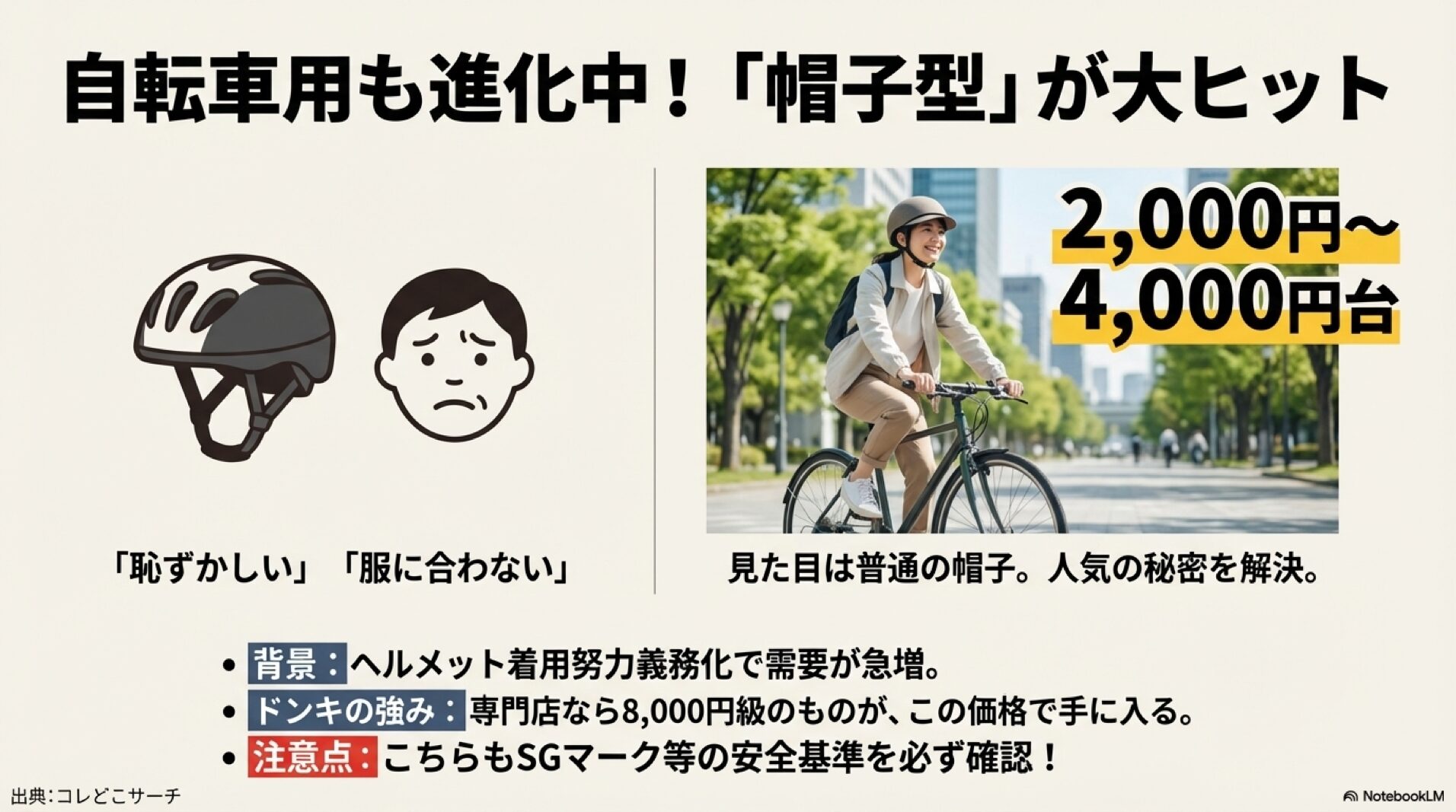 2000円から買えるおしゃれな帽子型自転車用ヘルメットの特徴