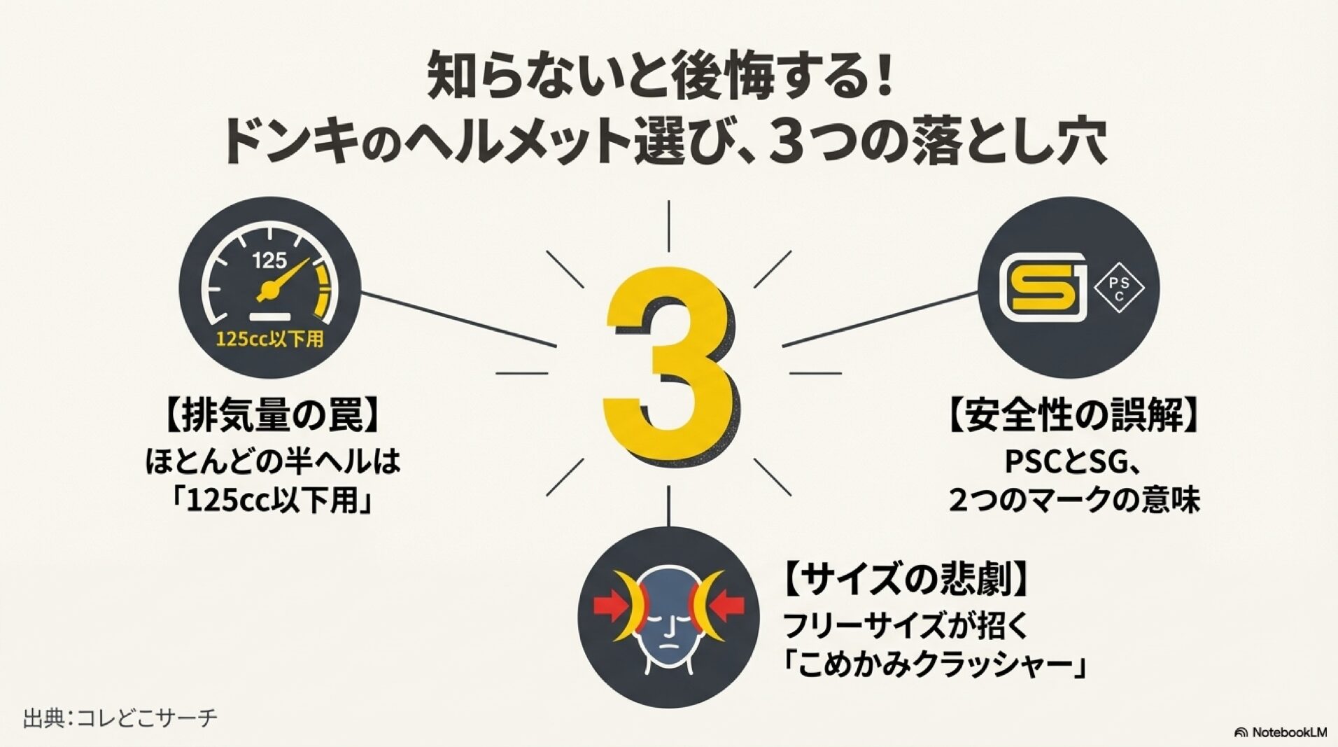 排気量の罠、安全性の誤解、サイズの悲劇という3つの注意点
