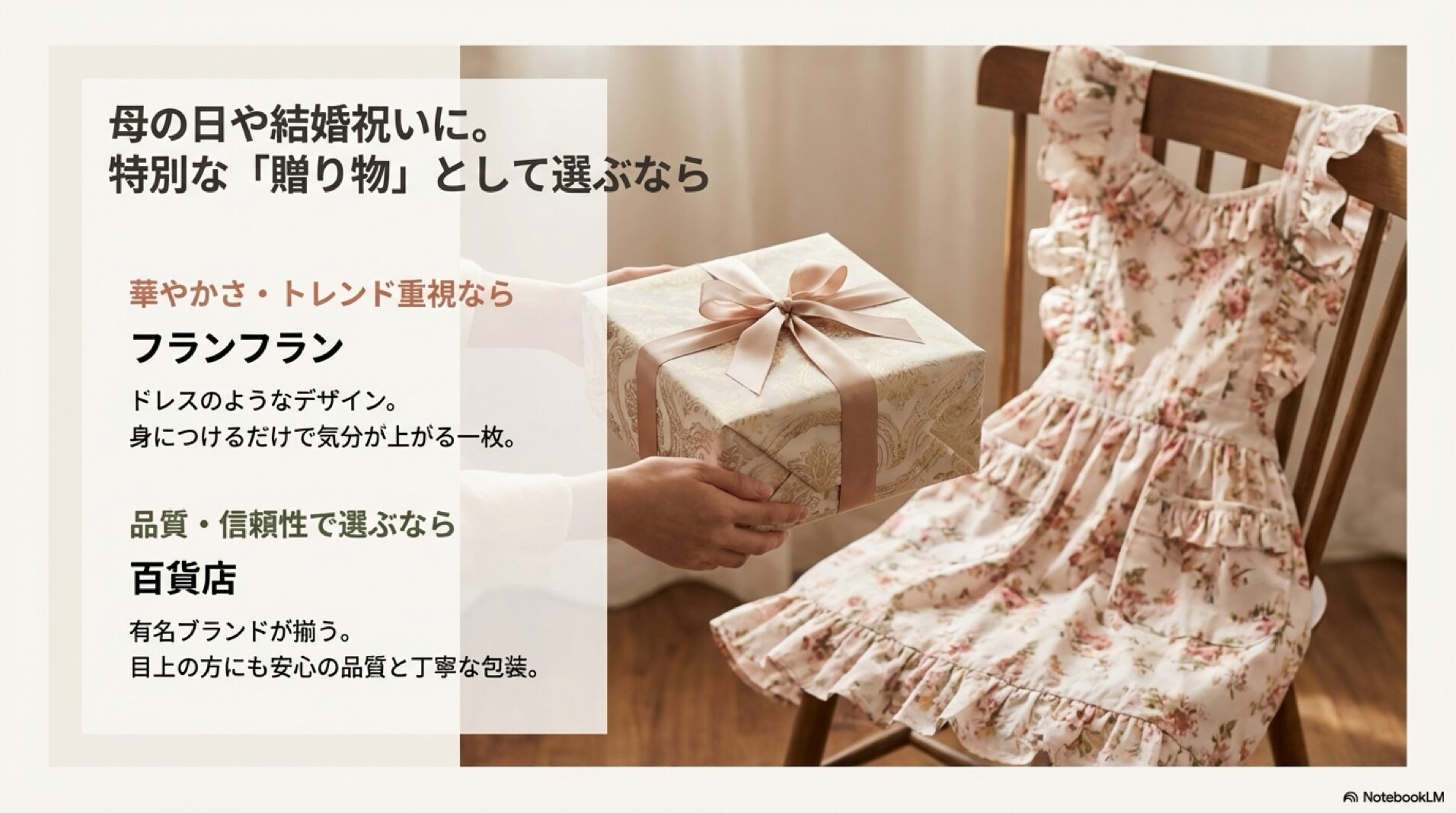 フランフランと百貨店のエプロンの特徴