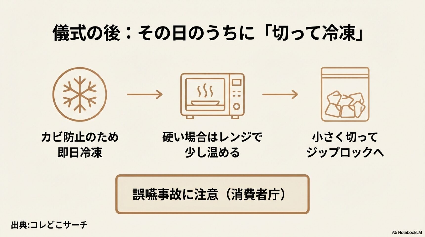 余った一升餅のカビ防止対策と切り分け・冷凍保存の手順 余った一升餅のカビ防止対策と切り分け・冷凍保存の手順