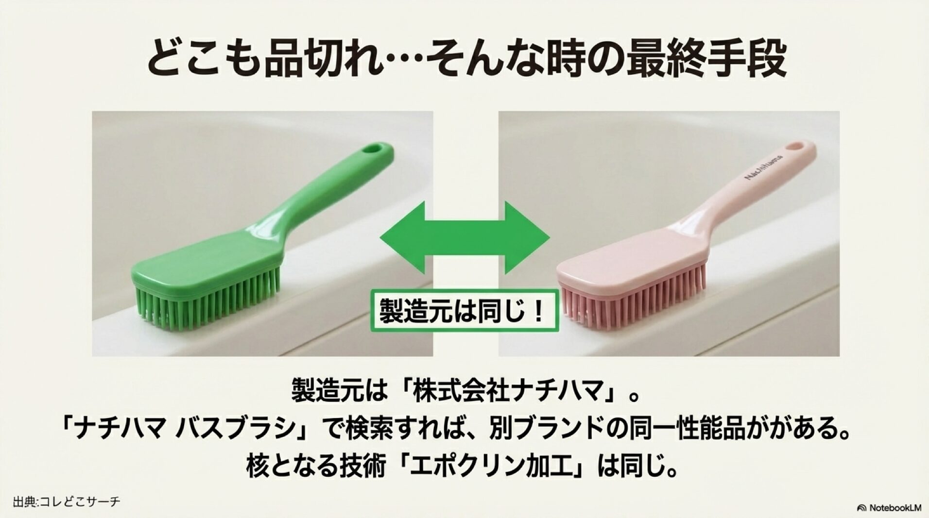 製造元ナチハマのバスブラシとゴムポンの関係