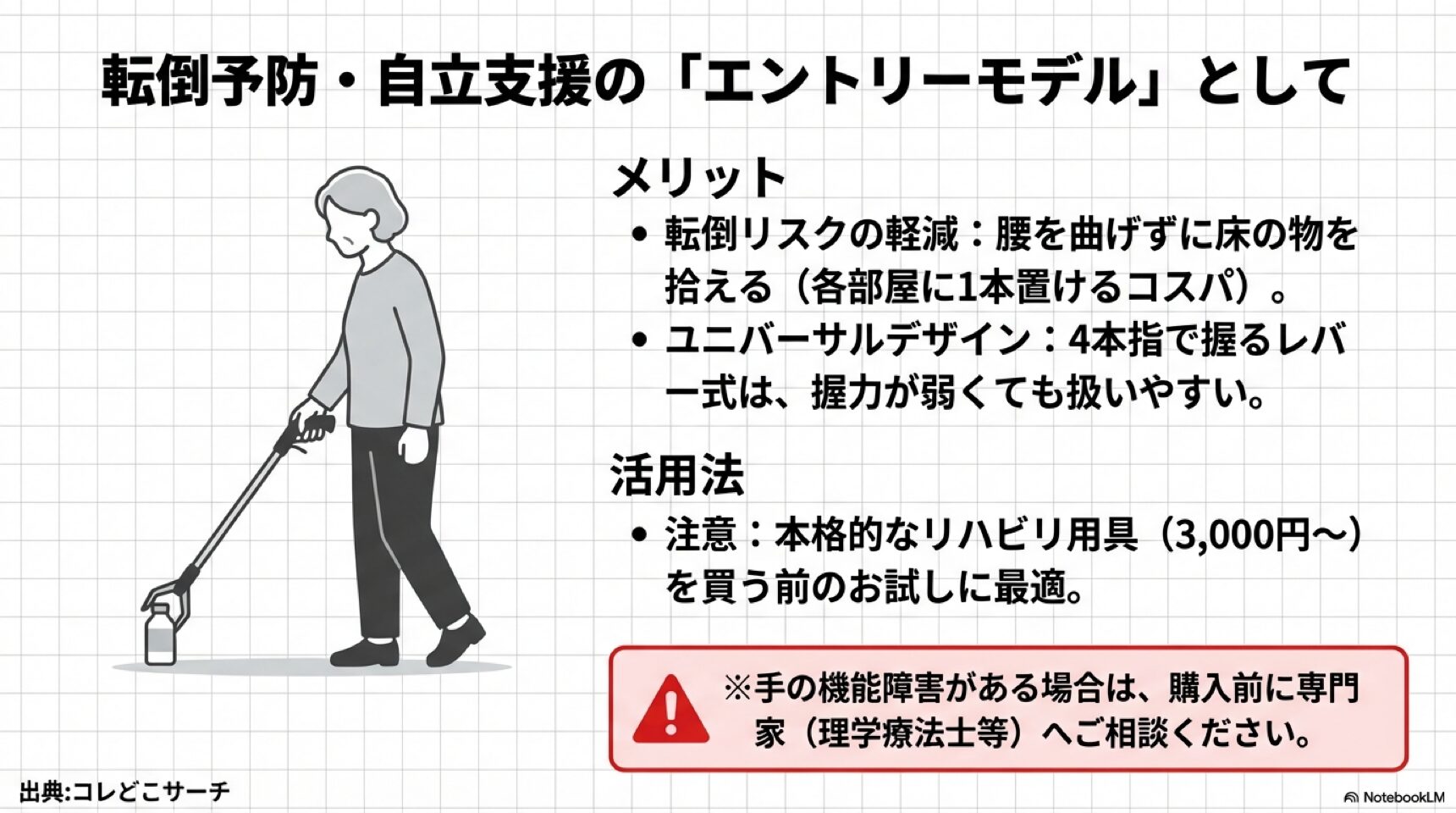 介護・自立支援のエントリーモデル 転倒予防と自立支援のエントリーモデルとしてのマジックハンド活用メリット