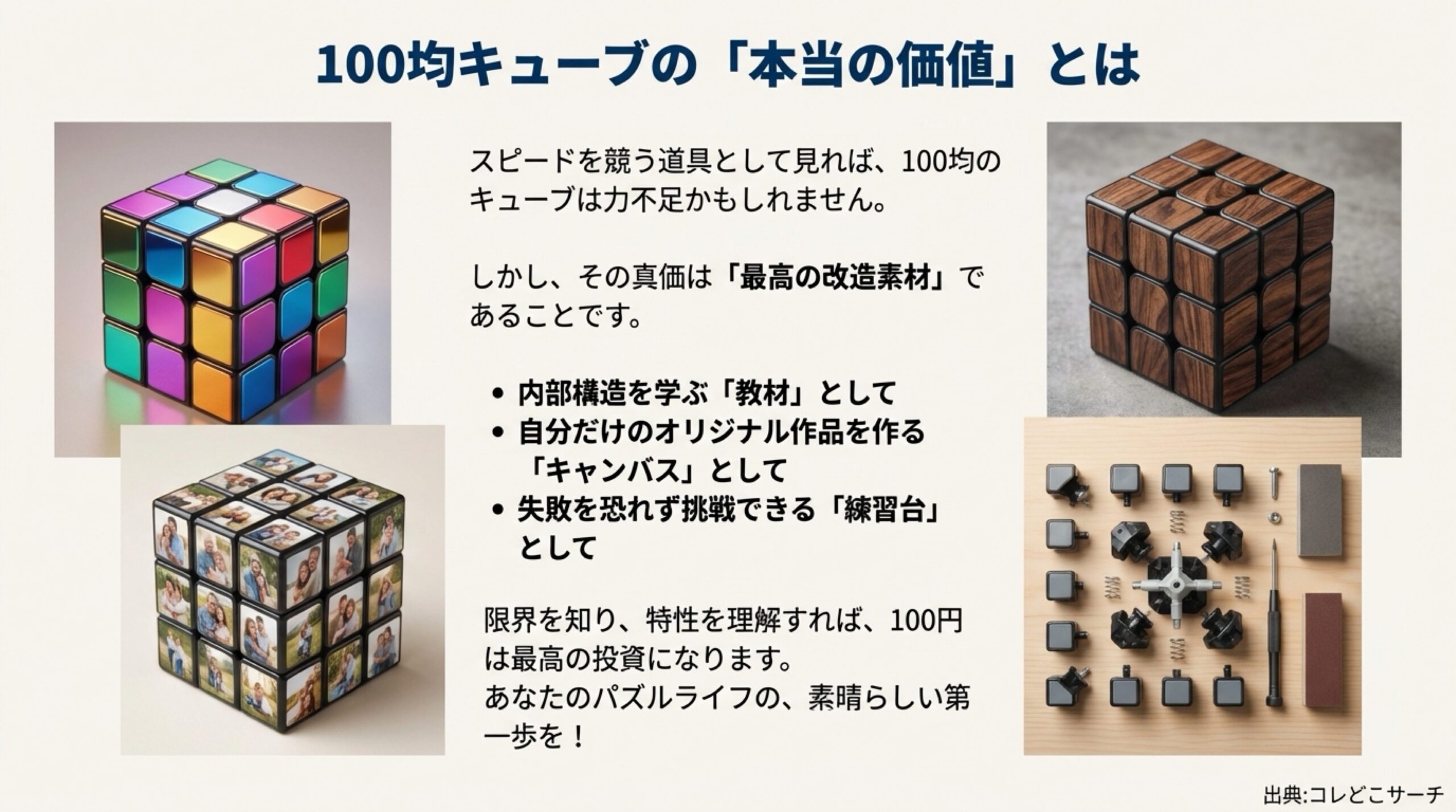 目的別ルービックキューブの選び方フローチャート。子供用、改造用、競技用のおすすめモデル診断