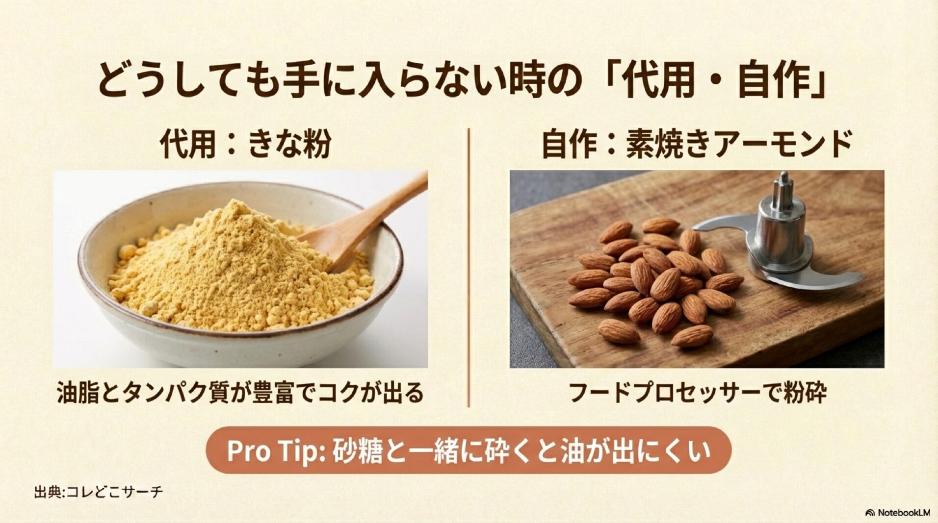 アーモンドプードルがない時のきな粉での代用や素焼きナッツからの自作方法 アーモンドプードルがない時のきな粉での代用や素焼きナッツからの自作方法
