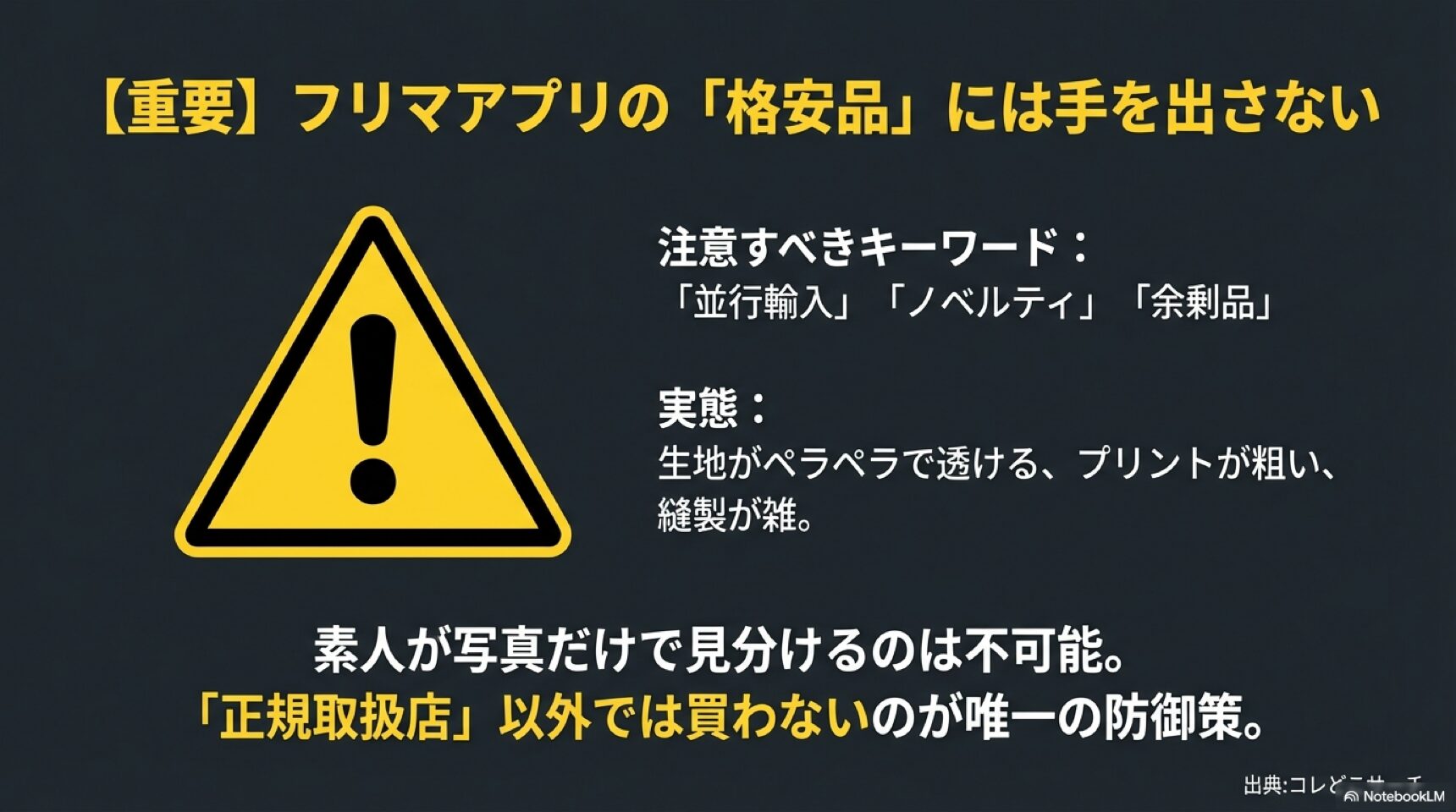 フリマアプリの格安品や並行輸入品に関する注意喚起