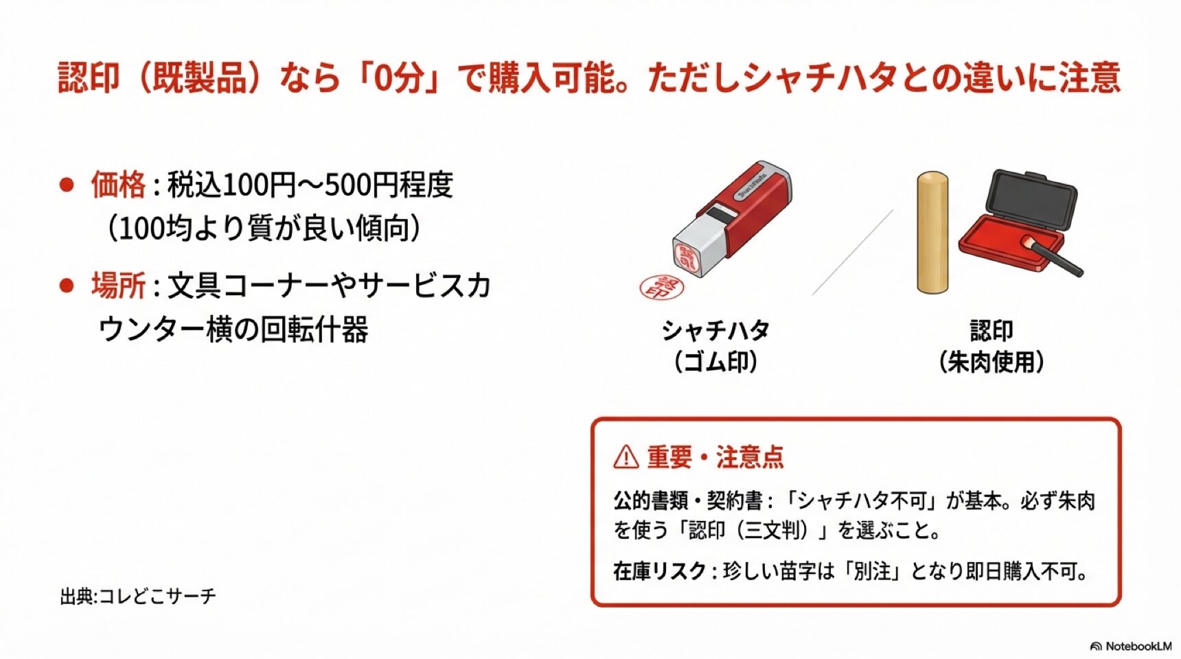 シャチハタと認印の使い分け 公的書類で不可とされるシャチハタ(ゴム印)と朱肉を使用する認印の違い